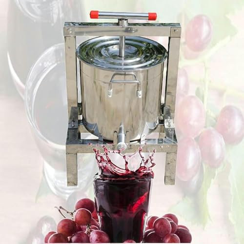 HDMOZUYT Apfelpresse, Obstweinpresse, Edelstahl mit T-Griff, manuelle Obstweinpresse, Fasspresse für Saft, Gemüse, Wein, Olivenöl~/ (A)