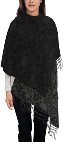 OKFSTY Kaschmir-Schal, Gothic-Tapete, Totenkopf-Design, Schal für Damen, Kaschmir-Halstuch, Winterschal, Herbst, klassisch, warm, Schwarz , Einheitsgröße
