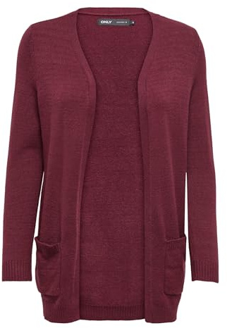 ONLY Damen Onllesly L/S Open Cardigan KNT Noos Strickjacke 15174274 ,Zinfandel ,M