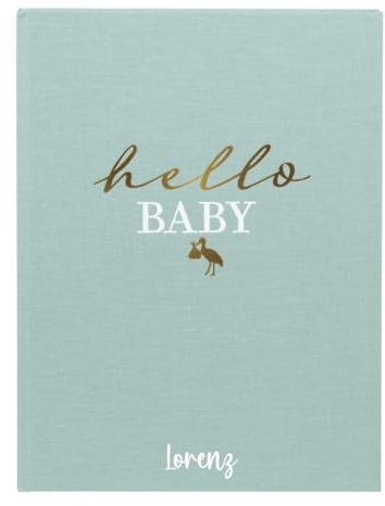 minimutz Babytagebuch - Personalisiert mit Name - Babyalbum Hello Baby - Baby Journal ab Schwangerschaft und erstes Jahr - Mint