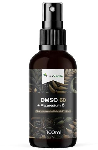 DMSO 60 + 40% Magnesium Öl Spray - 100 ml - Natürlich ohne Zusatzstoffe - Pharmazeutische Reinheit Ph. Eur. - Mit natürlichem Magnesiumchlorid - Premium Qualität