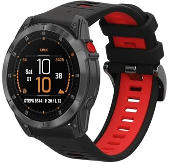 kwmobile Ersatzarmband kompatibel mit Garmin Epix 2 / Instinct 2 / Instinct 3 45mm / Fenix 8 47mm Armband - Fitnesstracker Band aus Silikon in Schwarz Rot
