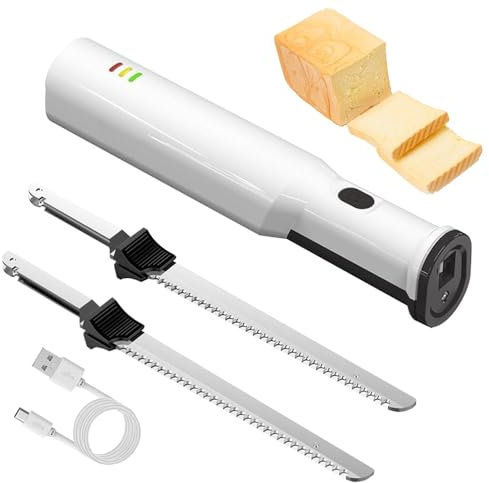 KYZTMHC Coltello Elettrico per Carne, Coltello Elettrico per Tagliare la Carne, con 2 Lame in Acciaio Inossidabile, Coltello Elettrico Professionale, per Carne, Coltello per Verdure