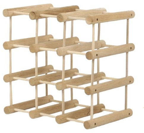 MODO24 Weinregal Modular Eiche, für 12 Flaschen oder mehr, Flaschenregal, Weinständer, Getränkeregal, Flaschenständer, Massivholz, 1 Modul, ModAbm 36x36x24 cm, für Küche, Esszimmer, Natur unbehandelt
