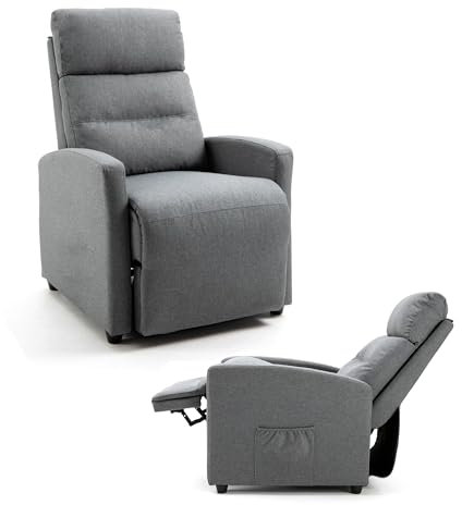 Mingone Relaxsessel & -Liegen Fernsehsessel Verstellbar mit Hocker Sessel mit Liegefunktion für Wohnzimmer Lesesessel Rückenlehne TV Sessel mit Schlaffunktion Einzelsofa mit Armlehne, Hellgrau
