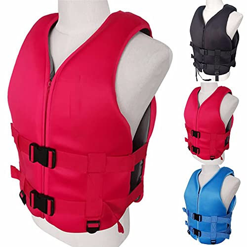 SMTSEC Neopren Schwimmweste Erwachsene Feststoff Auftriebsweste Rettungsweste Kajak Schwimmhilfe Sicherheitsjacke Kajakweste Für SUP Paddling Board Bootfahren Wassersport Schnorchelweste,Red-M