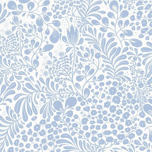 LiKiLiKi Klebefolie Möbel 44x1000 cm Vintage Blau Blumentapete Selbstklebende Tapete Möbelfolie Abwaschbare Vinyltapete für Wand Küche Wohnzimmer Schlafzimmer