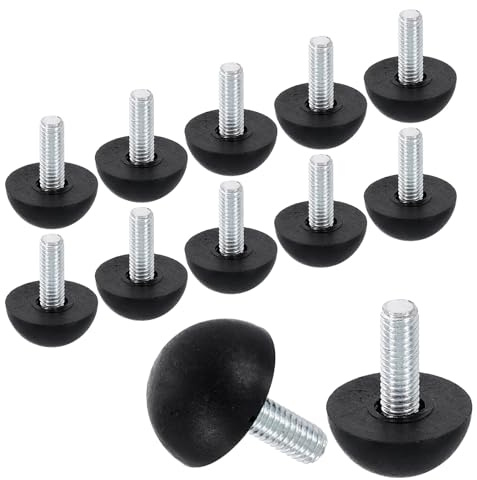 sourcing map Möbelfüße, M6-Gewinde, 22 x 17 mm, Schwarz, 12 Stück | Verstellbare Nivelliertischfüße, zum Anschrauben von Möbeln, für Stuhlhockerbeine