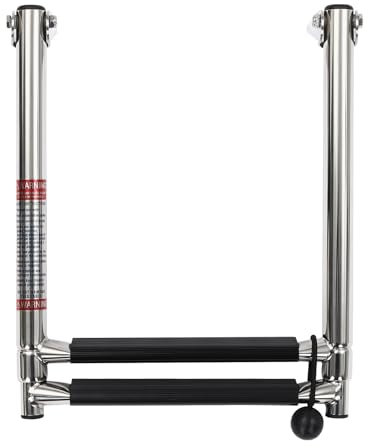 NOVCINCO 2-Step Rotatable Boat Ladder, 304 Stainless Steel, Non-Slip Pedals, 330lbs Max Weight, for Small Boats and Swimming Pools