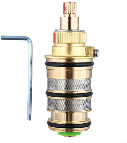 FUANA Thermostat-Duscharmatur, massives Messing, Mischbatterie, Temperaturregler, 20–48 °C, Gold-Finish