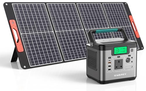 SWAREY Portable Power Station S500, 518Wh Solar Generator with 100W Solar Panel, 500W (Peak 1000W) AC, 65W USB-C Fast Charging for Camping Outdoors Travel Fishing RV