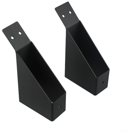 Honseadek Lot de 2 poteaux en bois de 5,1 x 10,2 cm pour tonnelle, garage, cabane, pelouse, cabane, cour, pergola, support en fer robuste à 45 degrés pour connecteurs