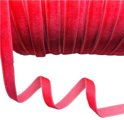 LLMWFA Home Decor Samtband 5 Yards, luxuriöses Vintage-Samtband 10 mm, blaugrünes Geschenkband mit Schleife, 1 Rolle(Light Red)