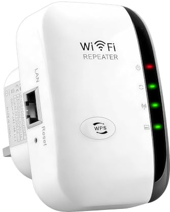 WiFi Extender Booster WiFi Repeater Signal Booster Covers Up to 3000sq Ft and 30+ Devices Wireless Internet Booster 2.4GHz 300Mbps with Integrated Antennas Ethernet Port Easy Setup White
