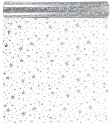 iplusmile PVC Folie mit Glitzerstern für Handwerk und Selbstgemacht Transparent Leicht zu Verwenden und Einfach zu Lagern für Bastelprojekte und Schularbeiten 20cm X 120cm