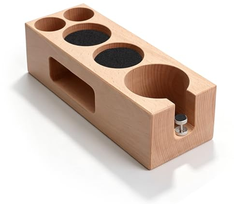 Piashow Tamper Station Holz 58mm für Siebträger, Höhenverstellbare Espresso Tamping Station, Barista Tamperhalter mit 5 Fächern, Kaffee Zubehör für Espresso Maschine, Home Barista & Café