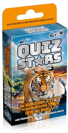 Gomazing QUIZSTARS Tödlichste Tiere der Welt Quiz Kartenspiel 400 Fragen Wissen Spiel ab 6 Jahren für Kinder Erwachsene Familien Spiel Reise Quizspiel Tiere