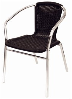 Bolero U507 Wicker Chair, Aluminium, Black (Pack of 4)