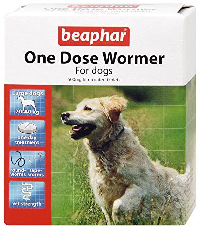 Beaphar Dogs Upto 40kg One Dose Wormer 4 Tablets (Pack of 6)