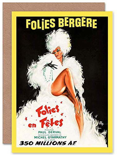 Wee Blue Coo AD THEATRE CABARET FOLIES BERGERE DANCER SHOWGIRL PARIS GREETINGS CARD