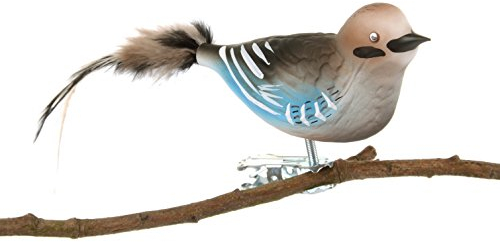 Thüringer Weihnacht Birds of Glass® - Uccello di Vetro con Piuma Naturale, Prodotto in Germania, con Clip, Uccello di Vetro, per Interni