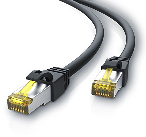 CSL - 3m CAT 7 Netzwerkkabel - Lan Kabel für 10 Gigabit High Speed Internetkabel, Hochgeschwindigkeits Ethernet Kabel, S FTP PIMF, 10 Gbps Cat.7 RJ45 - Switch Router Modem PC - 3 Meter Schwarz