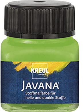 Kreul 90960 - Vernice per tessuti Javana per tessuti chiari e scuri, 20 ml verde foglia di vetro, carattere pastoso, per timbrare e stenografare, lavabile dopo il fissaggio