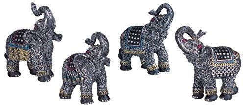 StealStreet ss-g-88049 schwarz mit Stamm Elefant Thailand erhöhte Set von 4 Figuren Statuen Decor