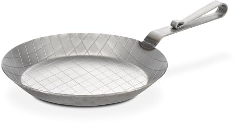 GSW 859011 Gastro Traditionell Eisenpfanne geschmiedet, Servierpfanne mit gebogenem Griff, 24 cm