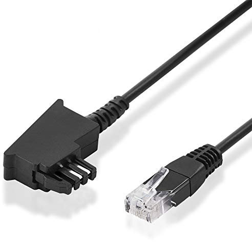 BestPlug 15 Meter Internet DSL Patch LAN Router Kabel, TAE-F Stecker auf RJ45 Stecker, Schwarz