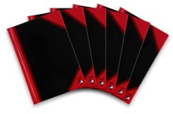 Bantex Notizbuch A6 kariert, 192 Seiten, 70 g/m², Hardcover, schwarz, 6 Stück