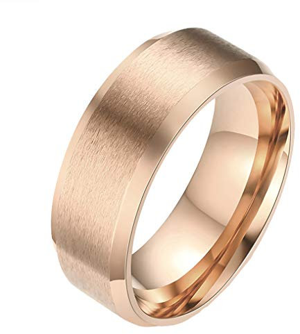 HIJONES Gioielli Uomo Semplice Stile Acciaio Inossidabile Anello Rosa Taglia 22 (Oro Rosa)