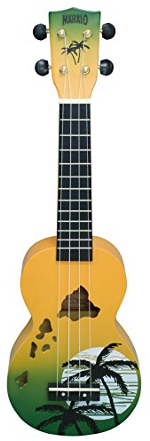Mahalo Ukulelen Mahalo Designer-Serie 4-Saiten-Ukulele Rechtshänder Grün Burst Sopran (MD1HA gnb)