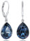 Ohrringe Blau 925 Silber Markenkristallen Tropfen Damen Ohrhänger Silber baumeln NOBEL SCHMUCK