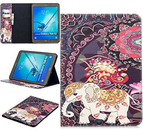LMFULM® Case for Samsung Galaxy Tab S2 9.7 inch (SM-T810 T815 T813) PU Leather Case Elephant Totem Pattern Stent Function Holster Flip Cover for Galaxy Tab S2 9.7 Tablet PC
