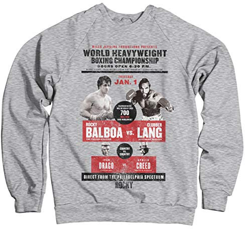 Rocky Offizielles Lizenzprodukt World Heavyweight Poster Sweatshirt (Heather Gray) X-Large