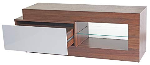 Mendler TV-Rack HWC-B51, Fernsehtisch Lowboard Schrank, 3D-Struktur Walnuss-Optik Hochglanz 55x150x47cm