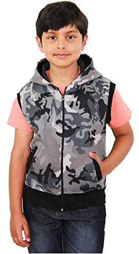 A2Z 4 Kids Boys Hooded Sleeveless Zip Gilet Casual Bodywarmer Vest | Lightweight Soft Padded Full Zip Everyday Outerwear With Pockets