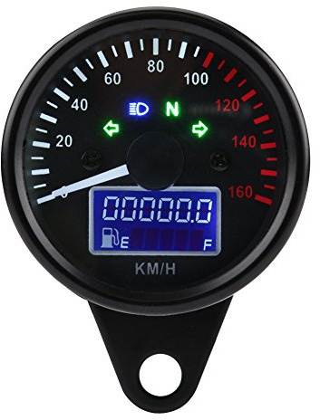 Motorrad Speedometer, Digital LCD Tacho, Universal Motorcycle Tachometer, LED Display, 0160KM/H, Drehzahlmesser, Retro Design, for Motorrad Riders, Da
