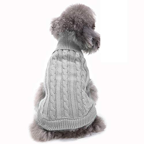 Bwealthest Hundepullover, Größe M, grau, Acryl, Rollkragen, zum Überziehen, für kleine bis große Hunde, 5,9–7,3 kg, warm und bequem