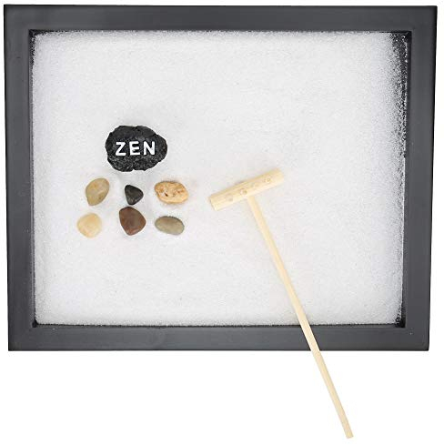 Mini Meditation Zen Garden, Zen Garden Meditation Rock und Sand Home Wohnzimmer Tisch Ornament Craft 21,5 * 17 * 1cm