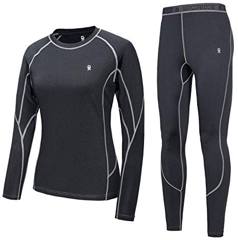 Little Donkey Andy Thermounterwäsche Damen Atmungsaktiv Lange Funktionswäsche Skiunterwäsche Weich Thermobekleidung Flexibel Set Workout Skifahren Laufen Wandern Sport Black S