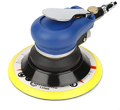 Lijadora neumática AT-980 Lijadora redonda de bajo consumo de aire de 5 /6, llave de conector de entrada de aire Lijadora orbital aleatoria para pulido de superficies de ferretería(5 pulgadas)