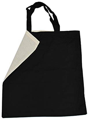 Helo Baumwolltaschen Tragetasche Henkel lang kurz Baumwollbeutel Tasche Stoffbeutel (Schwarz/Weiß, 17 cm)