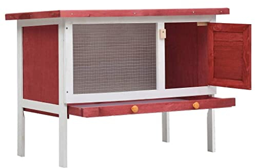 Tidyard Kaninchenstall mit 1 Ebene Witterungsbeständig Kleintierstall Hasenstall Kaninchenkäfig Hasenkäfig Kleintierhaus Kleintierstall Kleintiergehege Holzkäfig Rot Holz