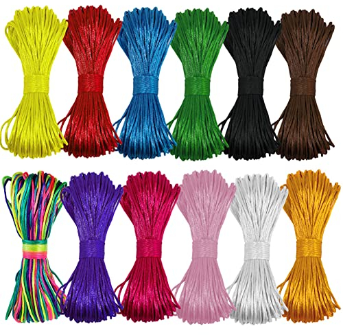 Fil Nylon pour Bracelets et Bijoux 12 Couleur 1.5mm Corde Nylon de Qualité Supérieure pour Perles et Pendentifs Cordon Bracelet et Résistant Fil de Nylon pour Fabrication de Bracelets et Colliers