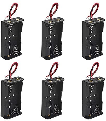 Wire Lead Plastic Battery Storage Box Holder Case for 2 X AA 2xAA 3V 6Pcs