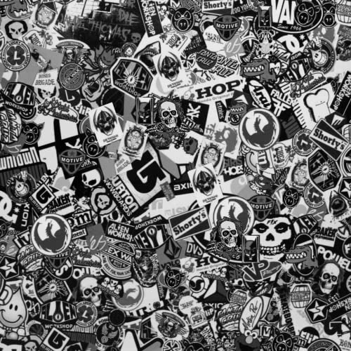 BKstuff Pellicola lucida Sticker bomb TERMOFORMABILE car wrapping, Bianco e Nero (50cm x 150cm)