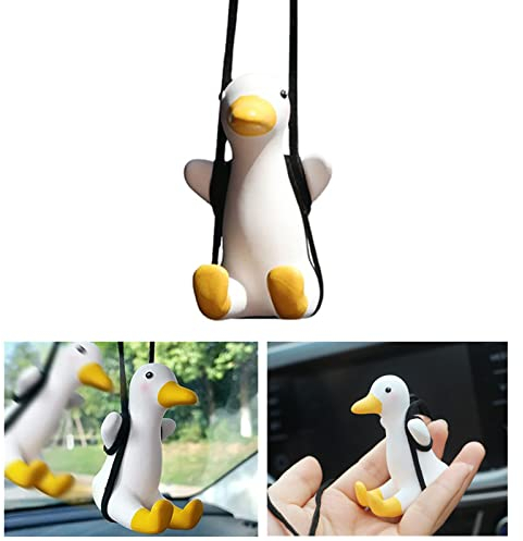 sylbx Schwingende Ente Auto HäNgend Auto RüCkspiegel Dekoration Auto Innenspiegel HäNgen AnhäNger, Anwendbar fur Dekorative Ornamente und RüCkspiegelanhäNger Im Auto