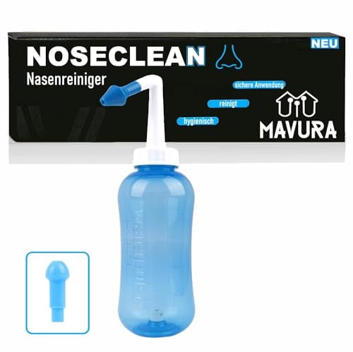 NOSECLEAN Premium Nasendusche Nasenspülung Nasenspüler, Nasenreiniger Nasenreinigung Erkältung Allergie (Blau)